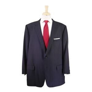 Hickey Freeman Current Solid Navy Blue Super 140's Wool 2-Btn Suit 52L